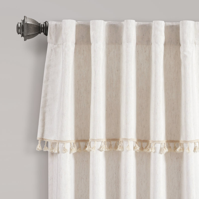 Neutral Linen Polyester Light-Filtering Rod Pocket Curtain Panels, 40" x 95"