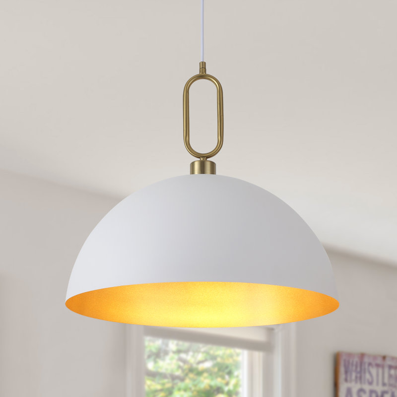Meghrig 1 - Light 17.7"/19.7"/23.6" Wide Modern Industrial Oversized Large Single Dome Pendant with Wrought Iron, White