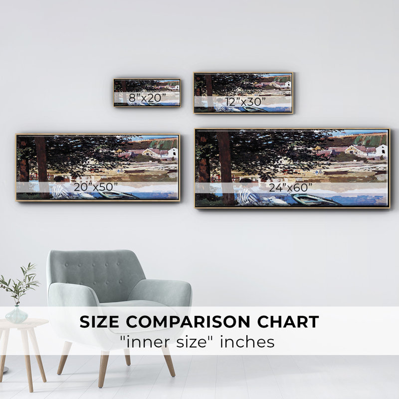 " Monet ", 24" H x 60" W x 1.5" D, Natural Floater Framed Canvas