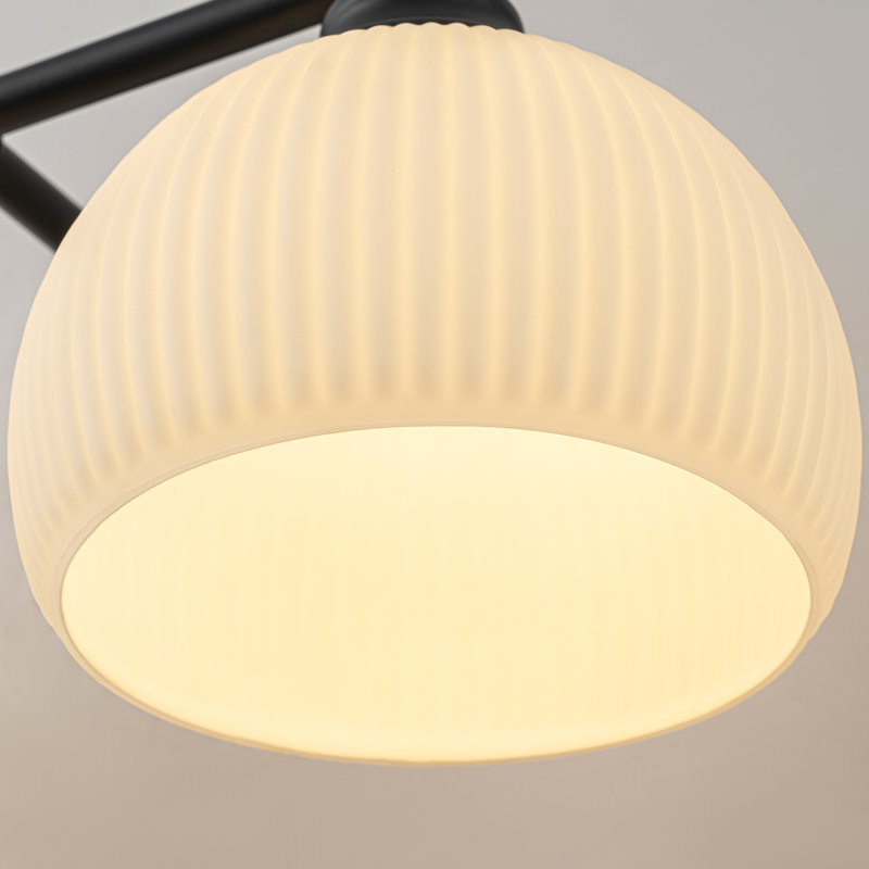Barre d'éclairage de salle de bain 2 lumières en verre nervuré opale, Matte Black