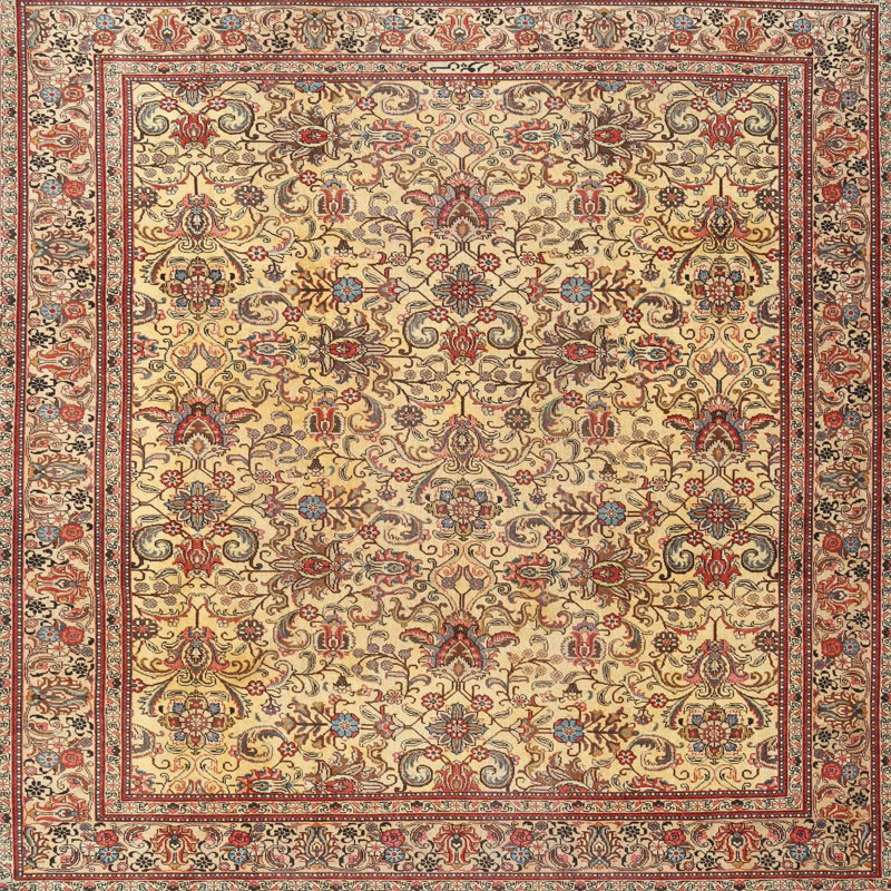 Tapis brun / rouge traditionnel, Rond 5 pi