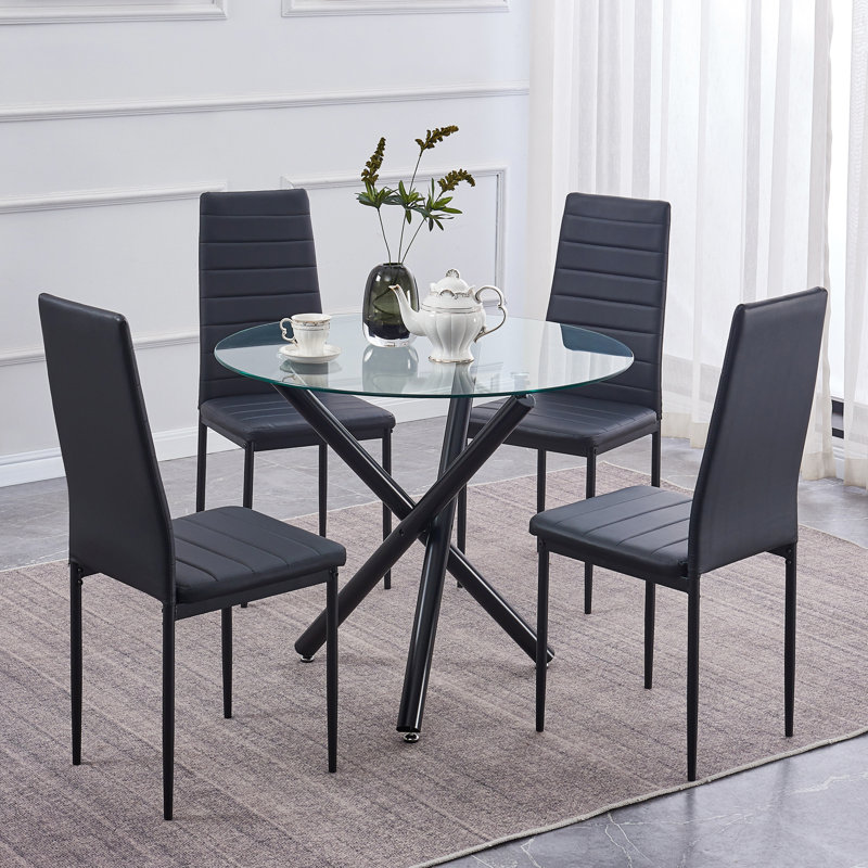 Ensemble de salle à manger pour 4 personnes, table de salle à manger Ebern Designs