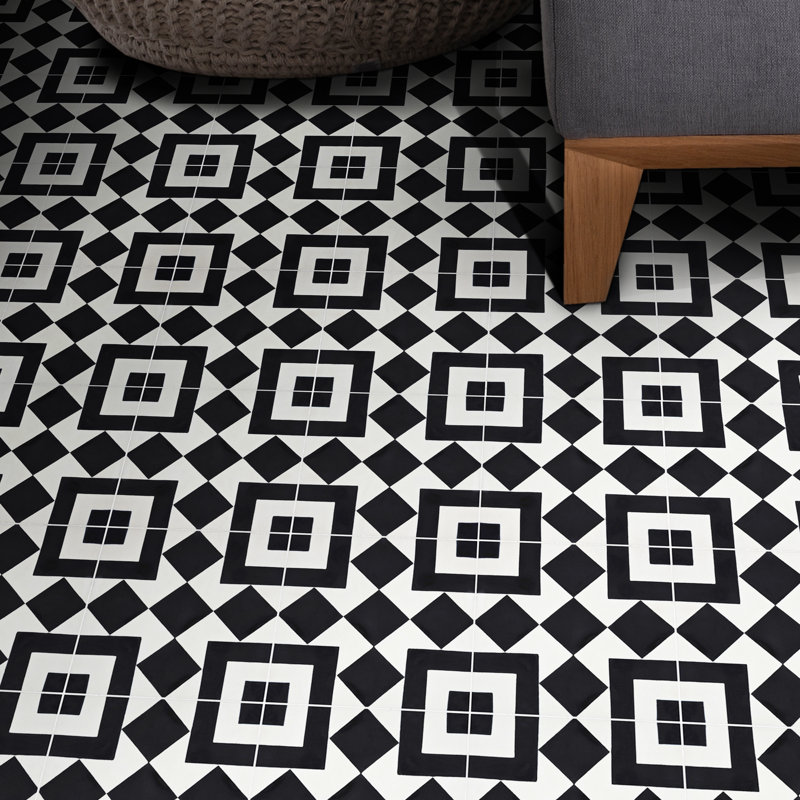 Lile 8" x 8" Cement Patterned Wall & Floor Tile