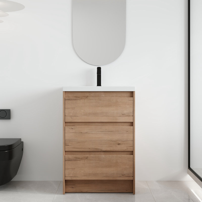 Meuble-lavabo sur pied simple 24 po avec plateau en résine Vowar