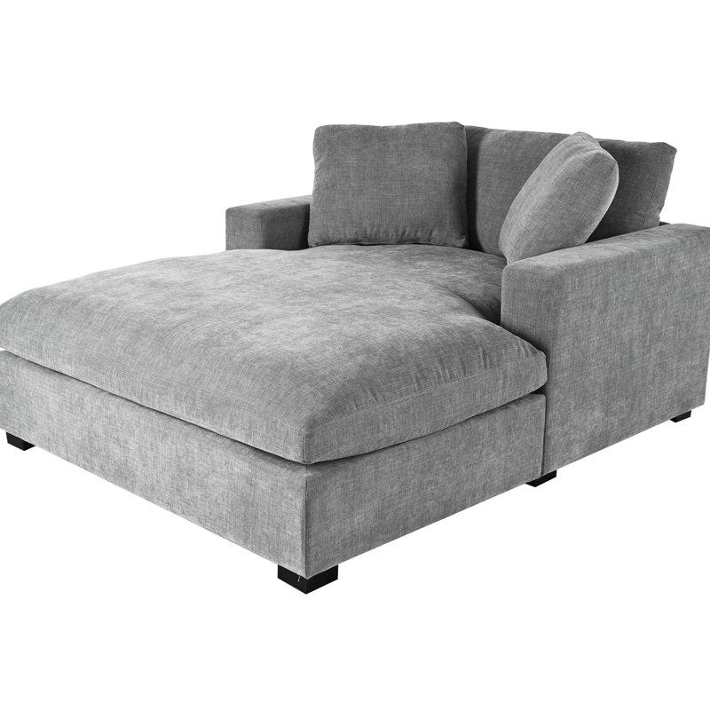 Méridienne surdimensionnée - gris, aspect classique, pieds en bois massif, structure, assemblage facile, confort 53,5 po x 70,9 po, salon classique, tissu, expérience imbattable