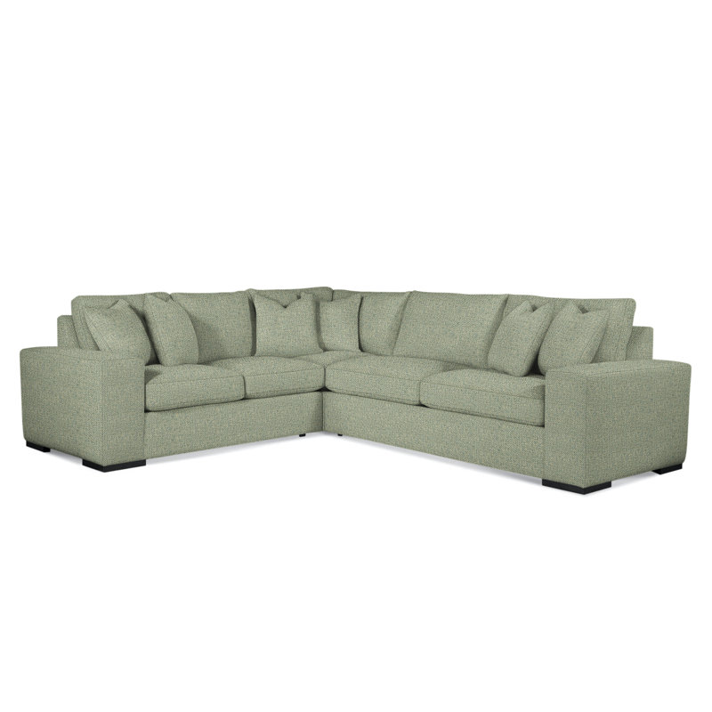 Memphis Sectional, Black, Left Hand Facing, Green Performance Fabric; 0851-54