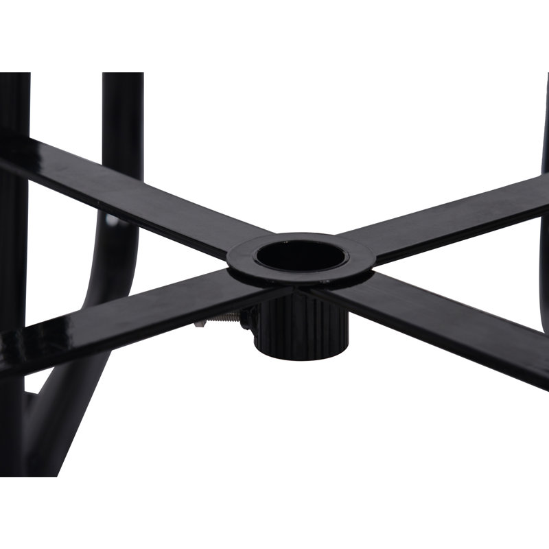 Table de pique-nique carrée extérieure de 117 cm (46 po) en acier bleui - Mât de parasol inclus pour le camping et le plaisir - Revêtement robuste, convient aux journées de pêche