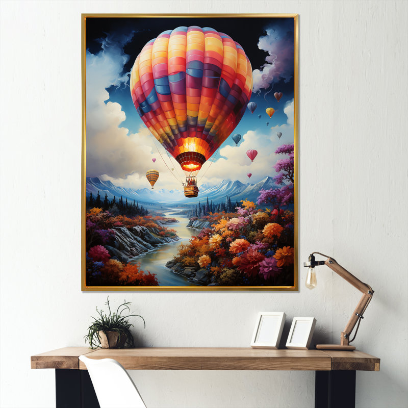 Fantasy Balloon Odyssey, H 32 po x l 16 po x P 1 po, Cadre flottant doré