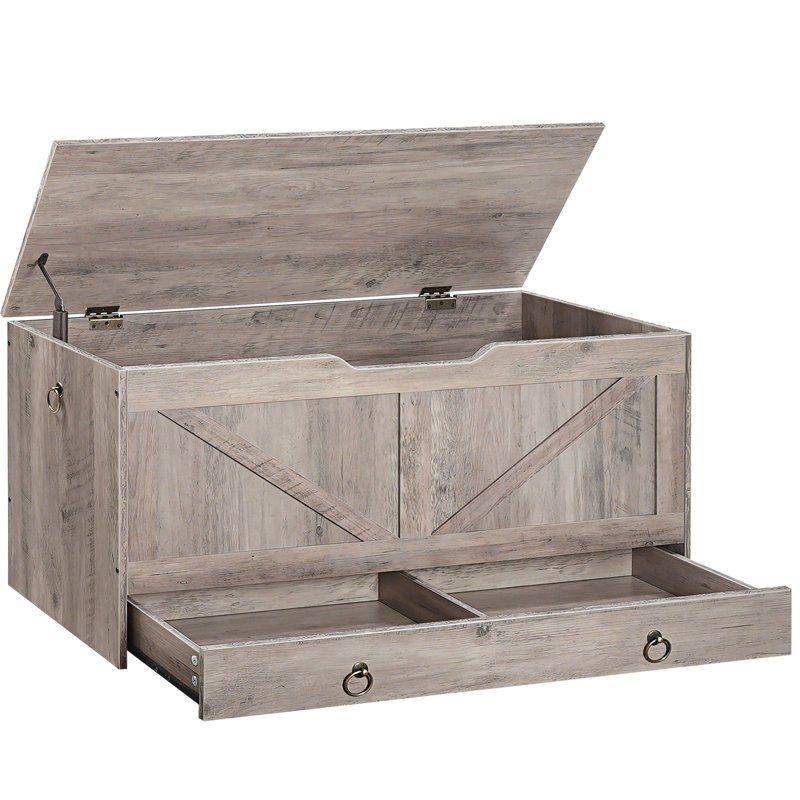 Cheynne Storage Blanket Chest with Drawer, Gray