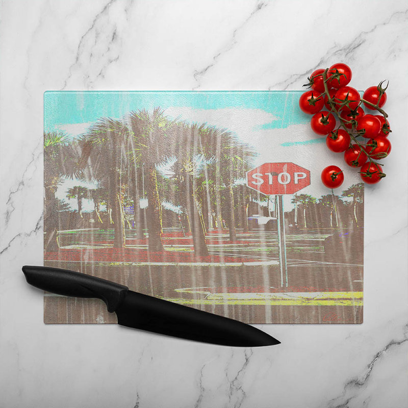 Stop Glass Chopping Board, 28cm L x 20cm W