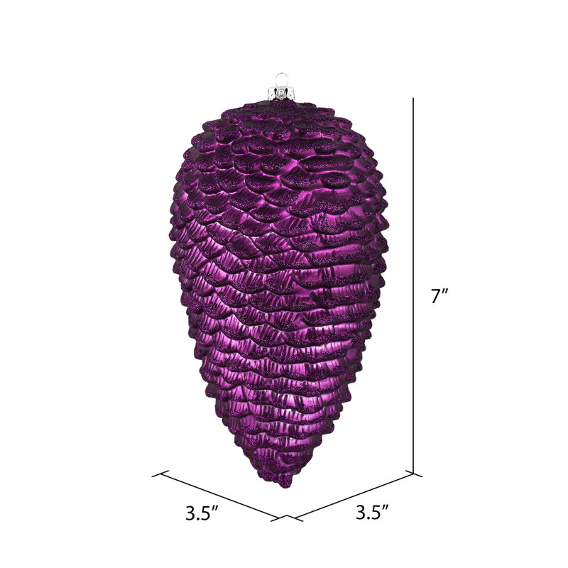 Ornement de Noël pomme de pin mat scintillant, Prune