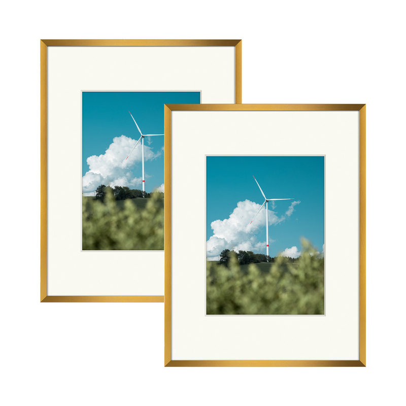 Drennon Metal Picture Frame, Aluminum Photo Frame, 9" x 12" Matted to 6" x 8", Bronze