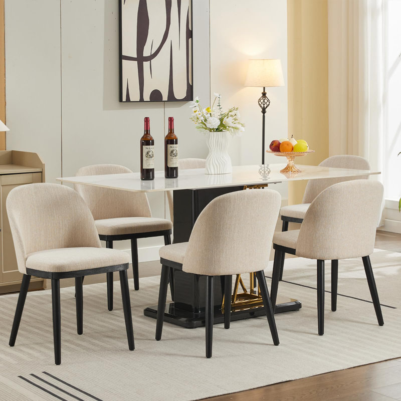 Wooden Dining Chairs Set of,Modern Fabric Upholstered Dining Room Chair, Large Dining Room Kitchen Chairs with High Back and Deep Seat