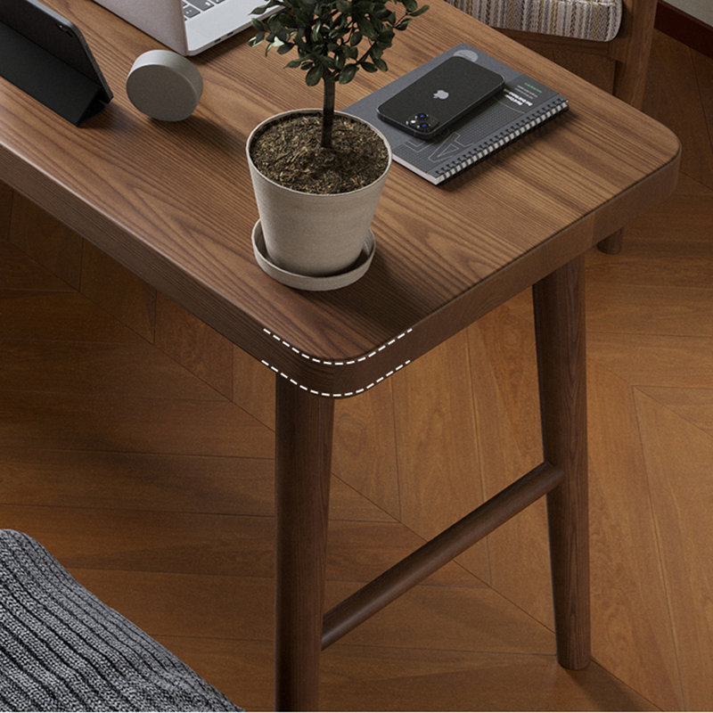 Walnut L-Shaped Solid Wood desk, Right Hand Return, 29.53" H x 70.87" W x 47.24" D