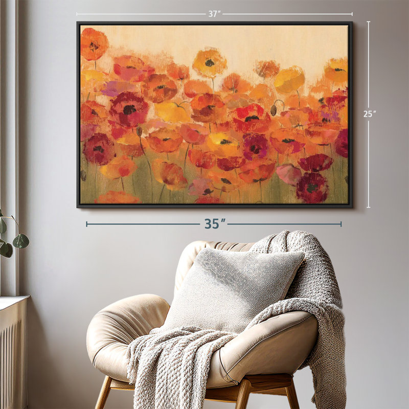 Abstrait "Coquelicots d'été", H 37 po x l 25 po