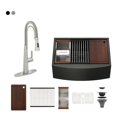 30" L x 22" W Apron Farmhouse Kitchen Sink with Faucet Included