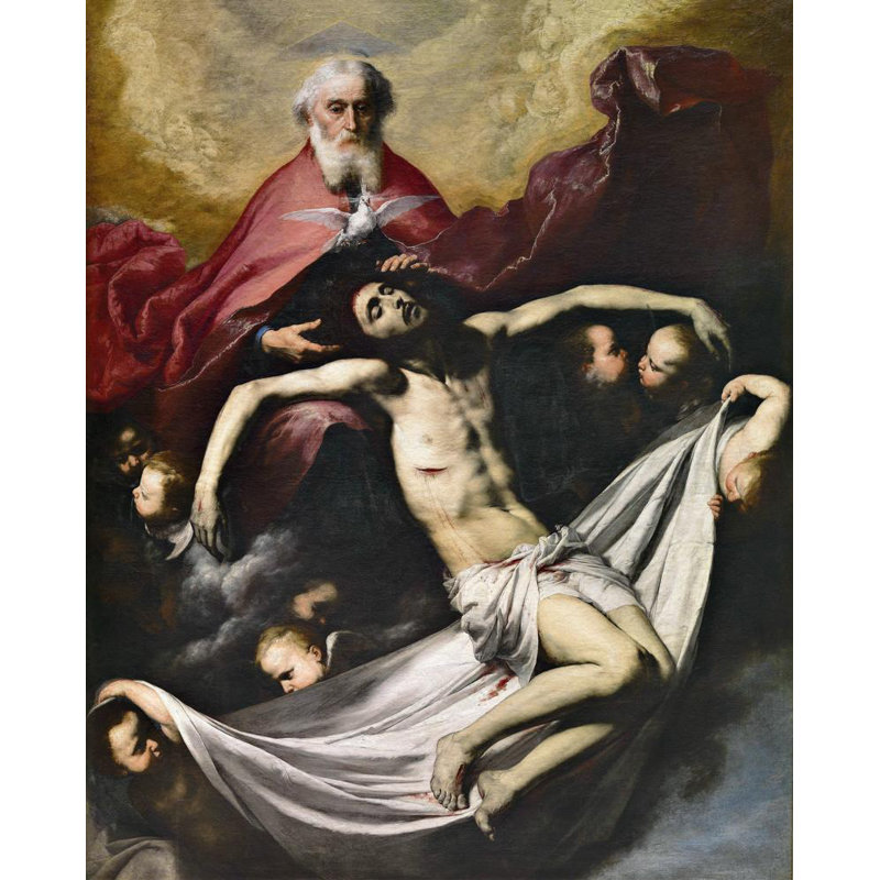 "The Trinity" par Jusepe De Ribera - Art mural sur toile tendue avec châssis, H 18 po x l 14 po