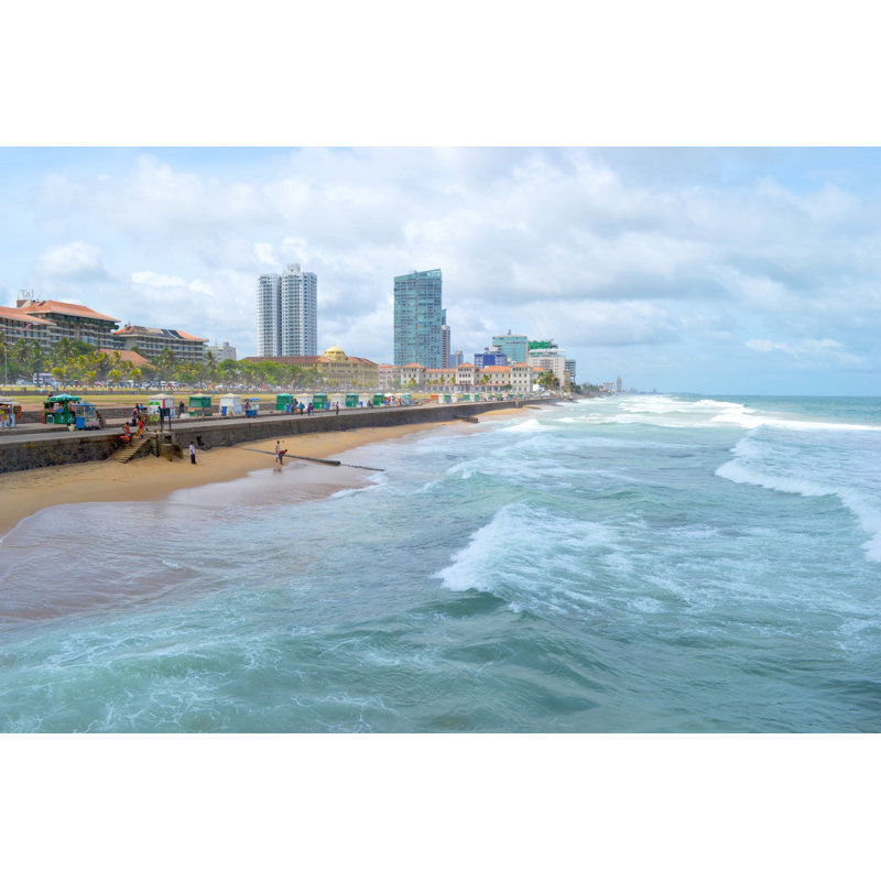 Seaside Promenade In A Haze - Wrapped Canvas Print, 30cm H x 46cm W x 3.8cm D