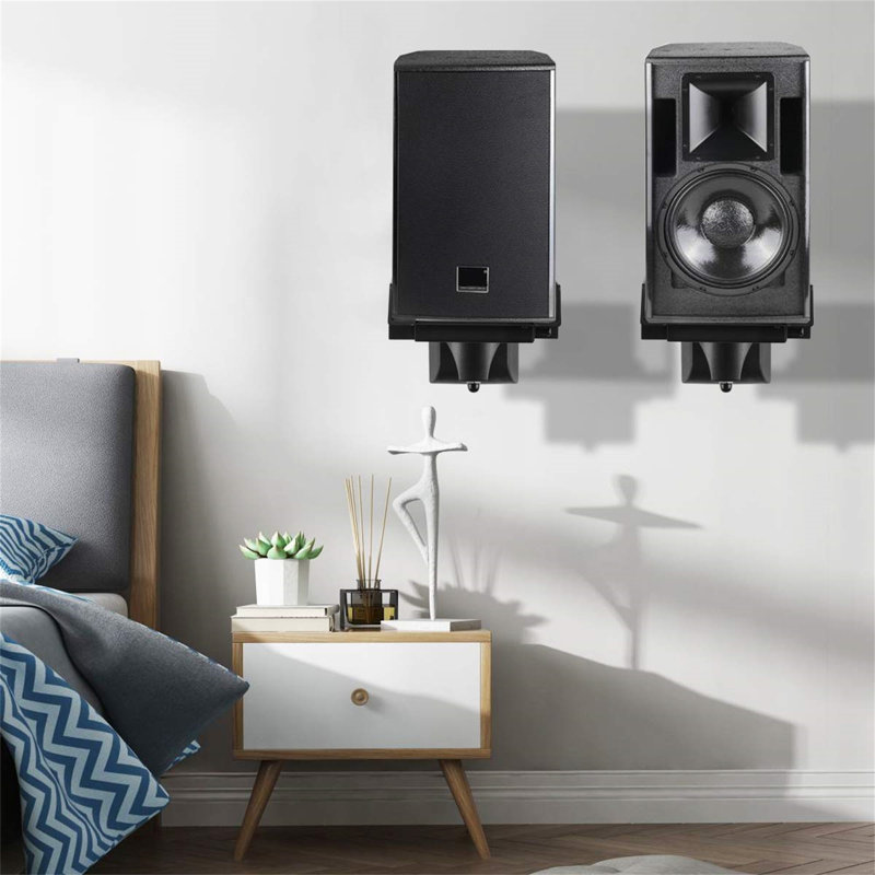 24.1cm Dual Side Clamping Bookshelf Fixed Height Wall Mounting Bracket Adjustable For Large Surrounding Sound Speakers, Hold Up To 25Kgs(2 Packs)