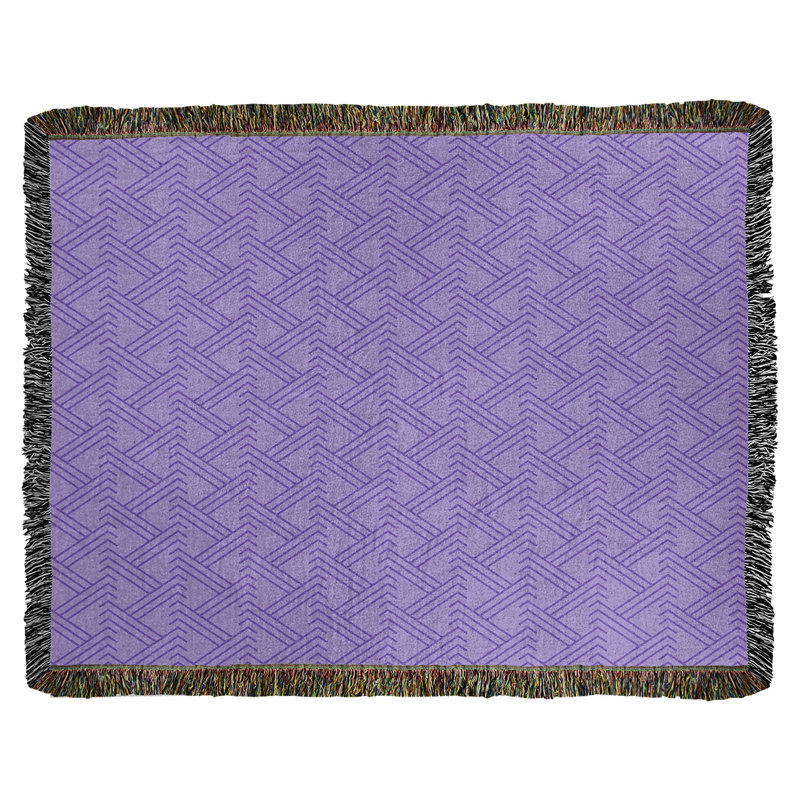 Couverture en coton tissé zigzag classique, L 37 po x L 52 po, Mauve foncé