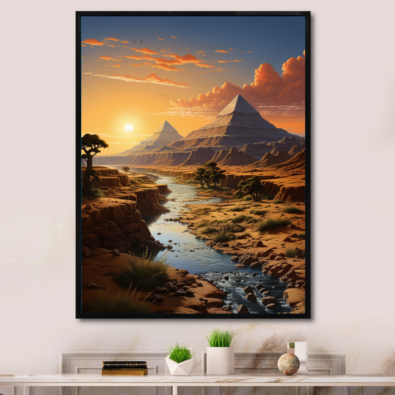 Thummepalli, Égypte, paysage de sables sacrés I - impression, H 32 po x l 16 po x P 1 po, Cadre flottant noir