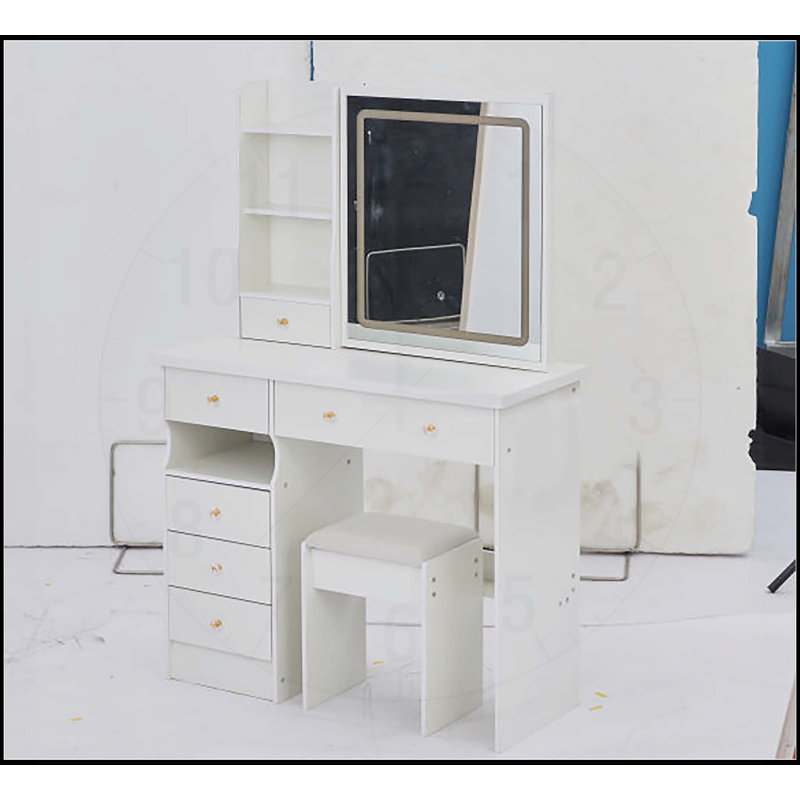 Versatile Desktop Vanity Table with Advanced LED Mirror and Ample Storage, White