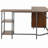 Two-tone L-shaped home office desk with storage, walnut color