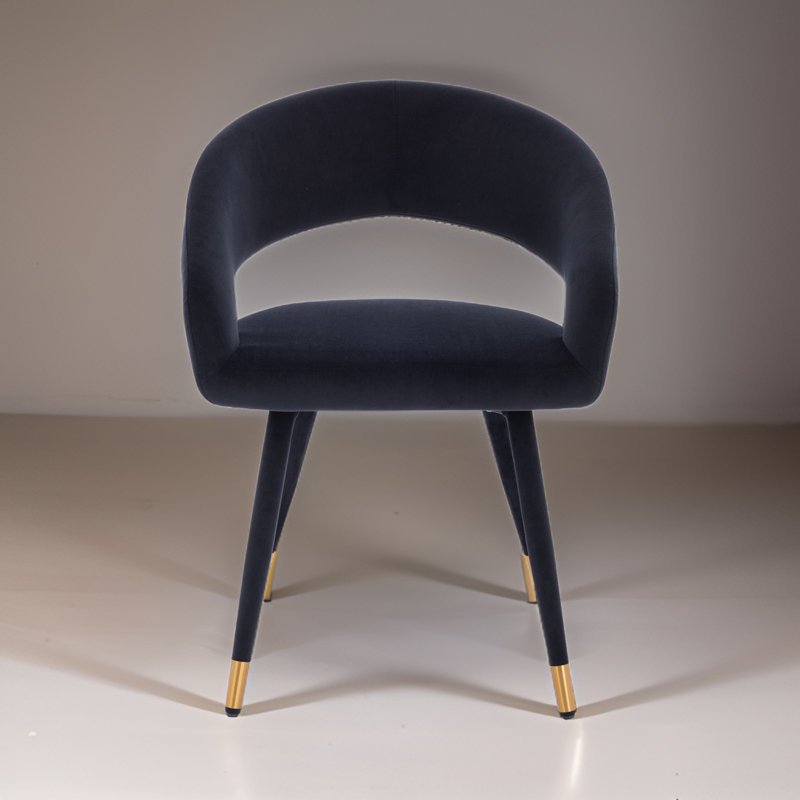 Chaise parsons rembourrée en velours Kyliam, Velours noir, Noir