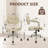 Leather Home Office Chair Comfortable Adaptive Backrest And Height Adjustable Swivel Desk Chair With Armrest Wheels Thickened Cushion Buttons Vanity Task Chairs, (Beige)