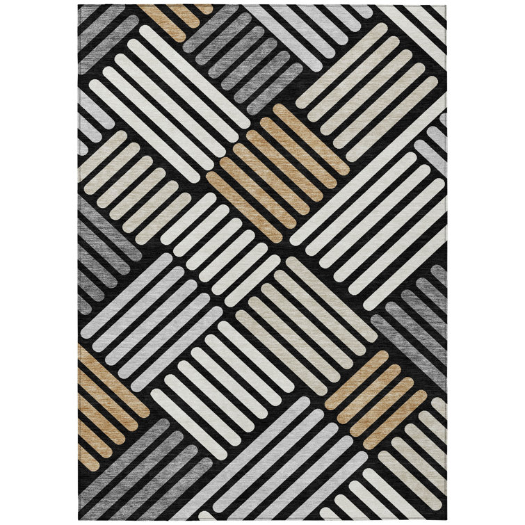 Machine Washable Indoor/Outdoor Bourkelands ACN2339 Geometric Rug