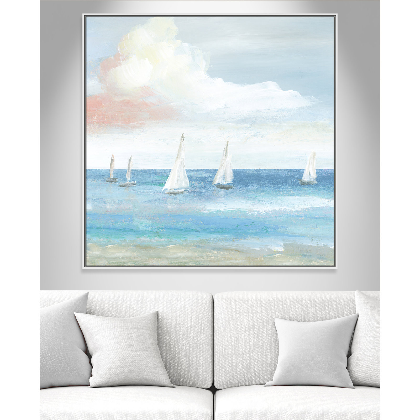Ibis "Beach Sail Bliss" Print by Nan, 46.5" H x 46.5" W x 2" D, White