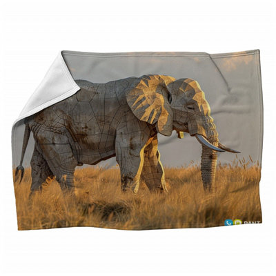 Stone Elephant Animal Machine Printed Throw Blanket