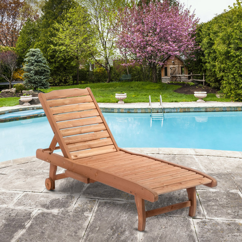 wooden frame Chaise Lounge Chair with Wheels