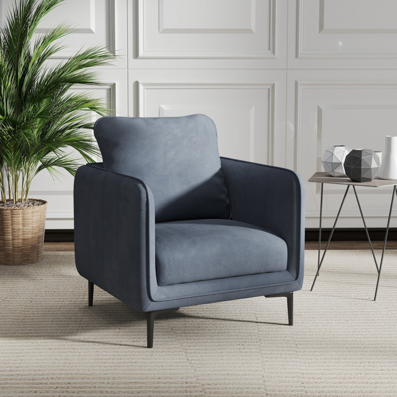 29" W Upholstered Velvet Club Accent Chair, Gray Velvet