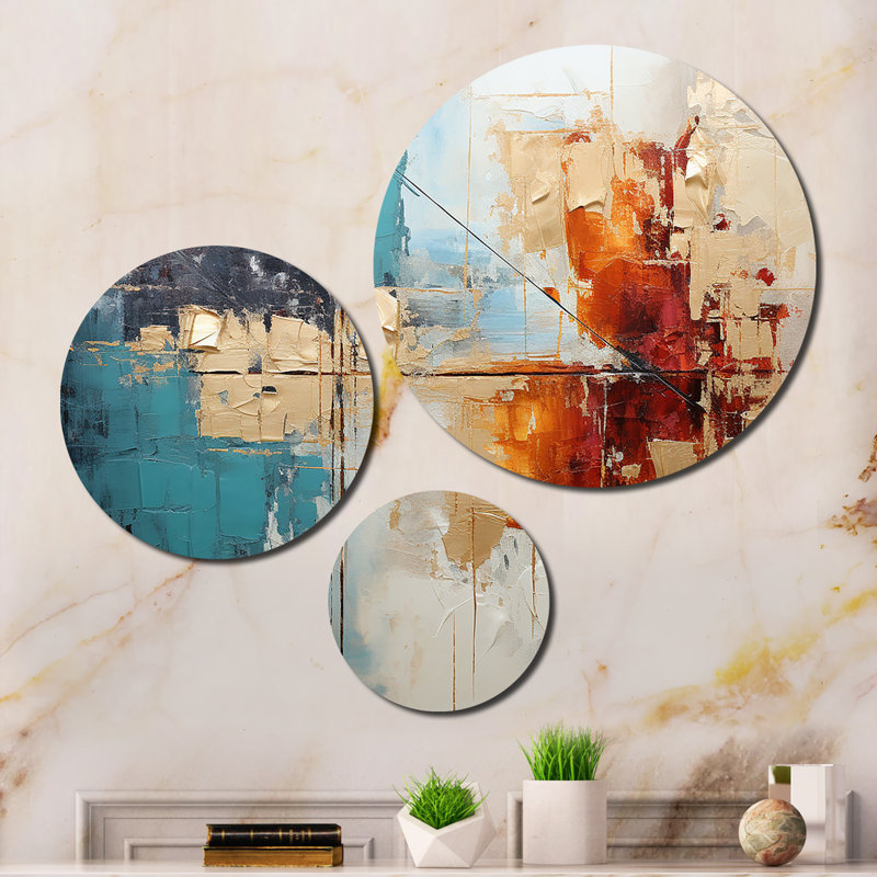Gold Orange Collage Majesty Abstract Wall Decor on Metal