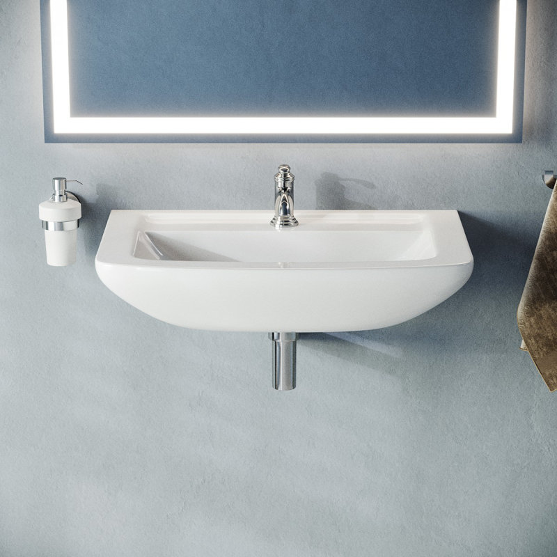 Lavabo de salle de bain mural blanc rectangulaire