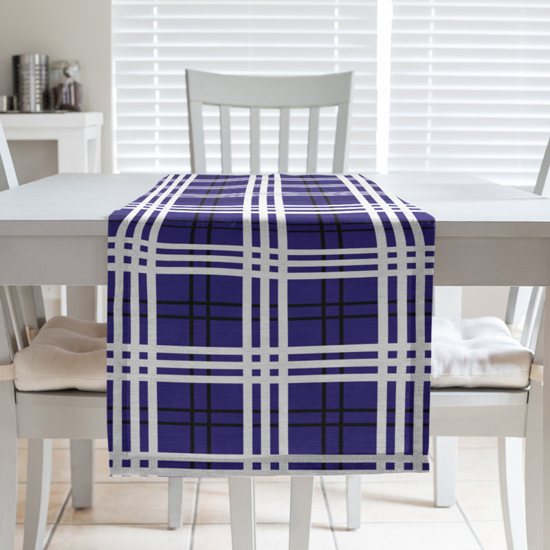 Paid Polyester Table Runner, 90" L x 16" W, Purple/Black/White