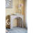 32.3x14.2x29.9" Modern Arched Sculptural Console Table with Beige Faux Travertine Finish