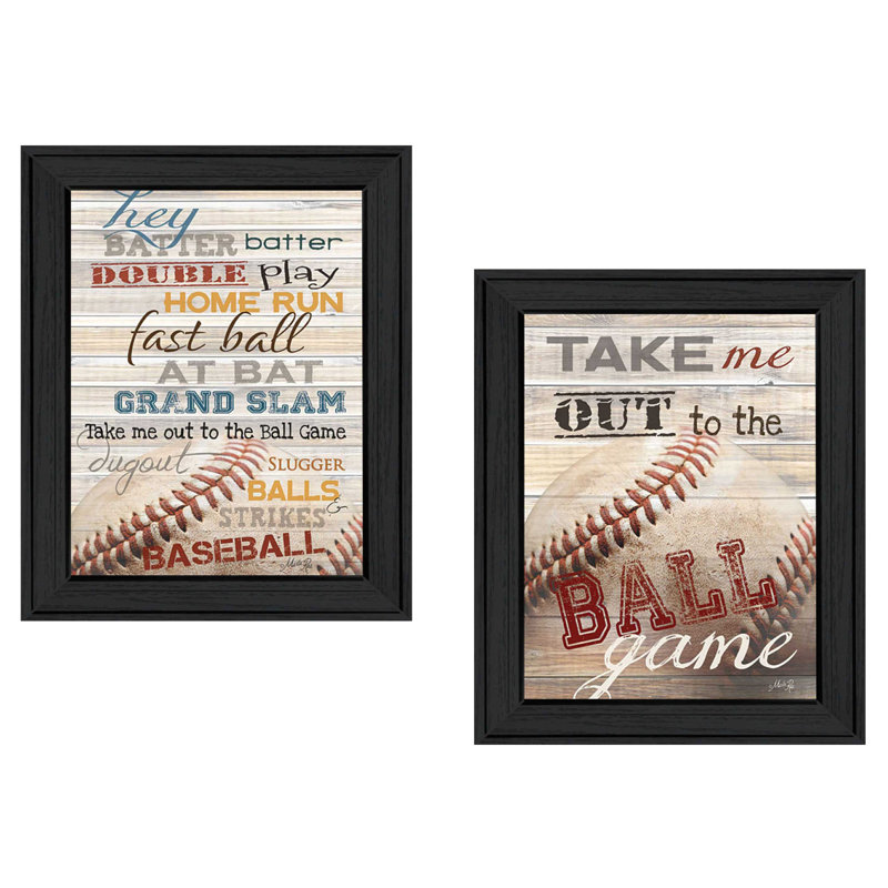 Baseball 2 pièces, art mural encadré vignette pour le salon, décoration murale pour la chambre à coucher par Marla Rae