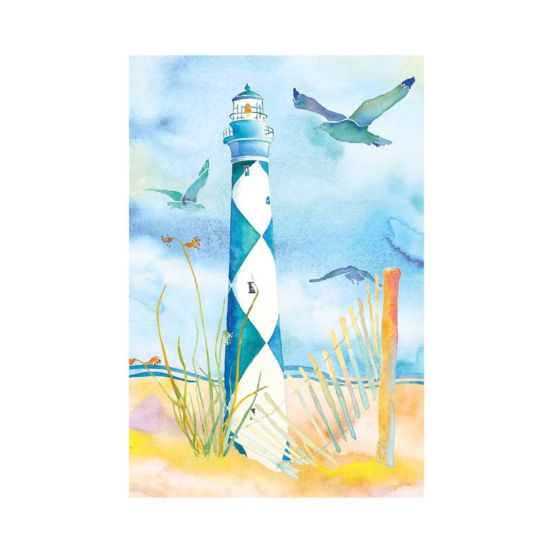 Lighthouse Carolinas II by Jo Lynch - Painting on Canvas, Wrapped Canvas, 20.32 cm H x 30.48 cm W