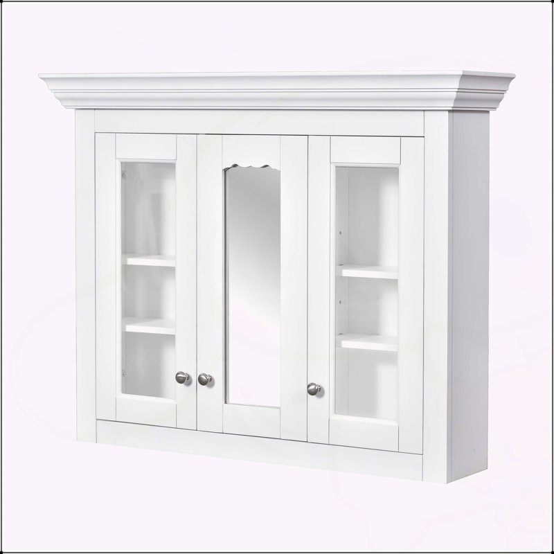 Armoire murale polyvalente pour salle de bain avec tablettes réglables et miroir