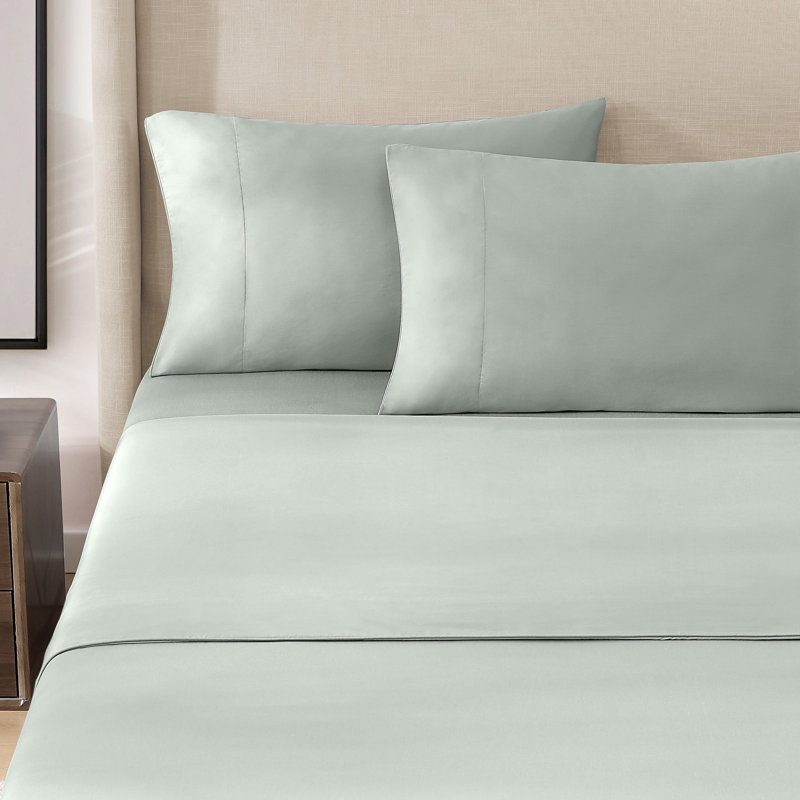 Silken Sateen TENCEL Sheet Set, King Sheet Set with 2 Pillowcases, Mist