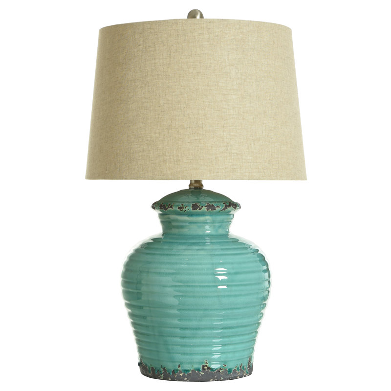 Lampe de table en céramique Kelby, Turquoise