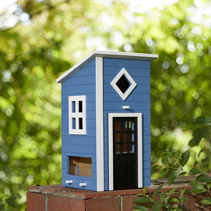 Maison d'oiseaux d'extérieur en bois massif 14 "H