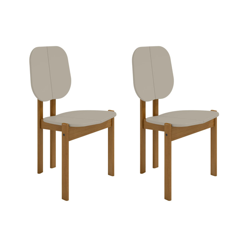 Chaise d'appoint Gales Mid-Century avec pieds en bois d'eucalyptus massif gris, Beige