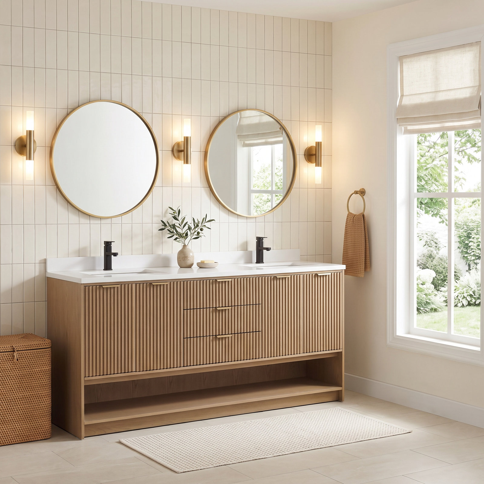 Anelie 72" Oak Double Bathroom Vanity