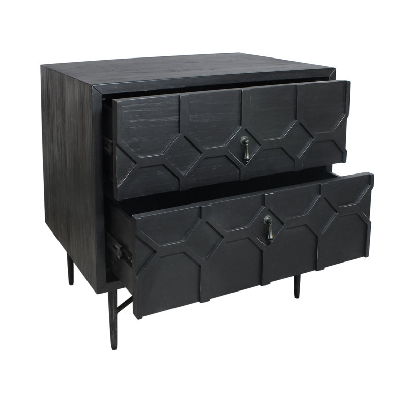 Samara 2-drawer Small Nightstand - Black, Black