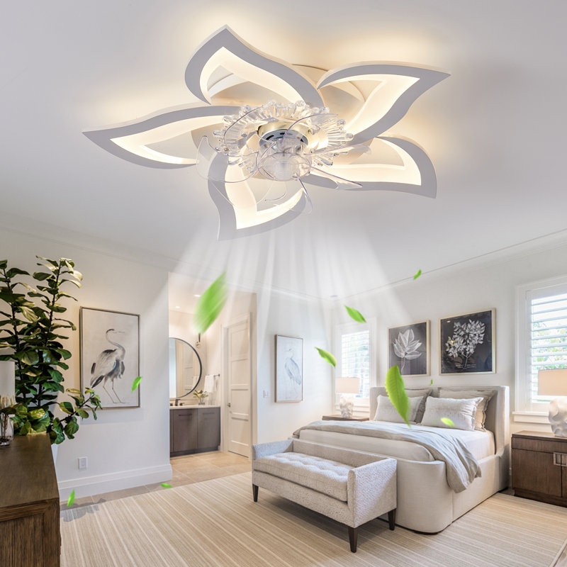 Dylahn 27.2" 7 - Blade Dimmable LED Ceiling Fan with Remote Control and APP, White