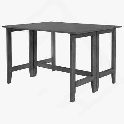 Farmhouse Wood Extendable Dining Table With Drop Leaf For Small Places, Gray