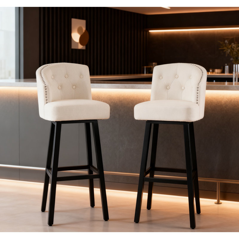 Tabouret de bar pivotant à 360 degrés, ensemble de 2, Beige